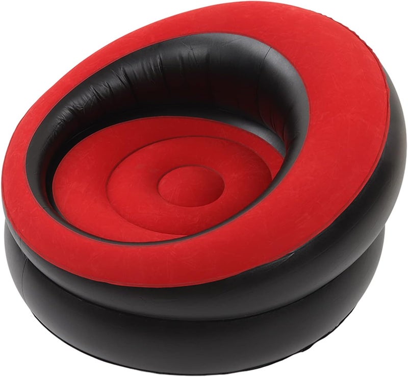 Portable Inflatable Sofa Chair with Fast Valve, Ergonomic Design, Ideal for Leisure, Reading, Tanning, Inflatable Couch for Camping, Travel, Beaches, Hiking (Red) - Image 4