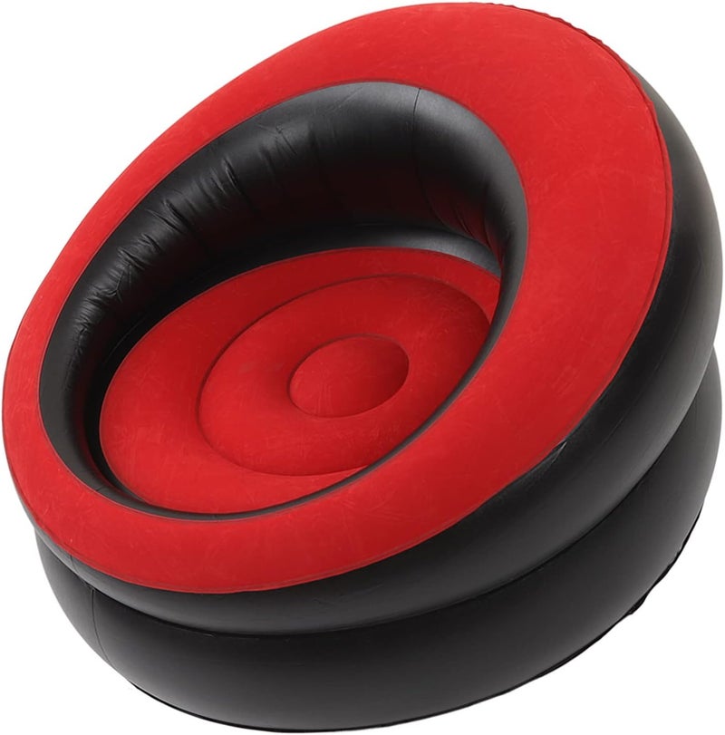 Portable Inflatable Sofa Chair with Fast Valve, Ergonomic Design, Ideal for Leisure, Reading, Tanning, Inflatable Couch for Camping, Travel, Beaches, Hiking (Red) - Image 2