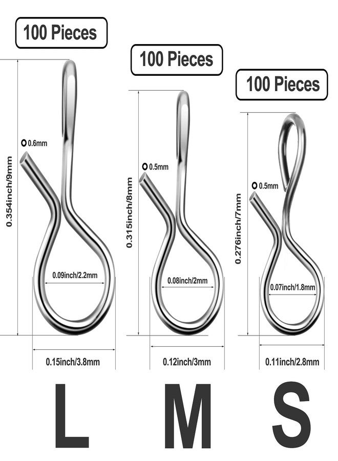 سكايليتي مجموعة سكايليتي من 300 قطعة من مشابك صيد الذباب المصنوعة من الفولاذ المقاوم للصدأ، خطافات سريعة التغيير لصيد الذباب والخطافات والطعوم، بأحجام متنوعة - Image 2