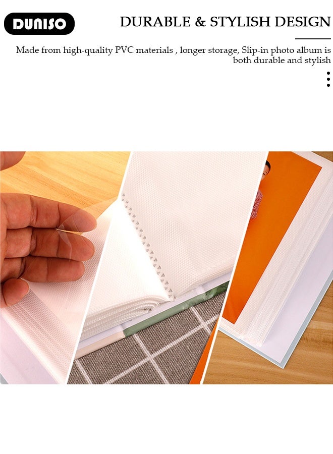DUNISO ألبوم صور، كتاب ألبوم صور 100 صورة، كتاب صور بغطاء كرتوني، ألبوم للعائلة/الزفاف/السفر/الطفل، تخزين الأعمال الفنية أو بطاقات البريد، كتاب ذاكرة صفحات فارغة - Image 3