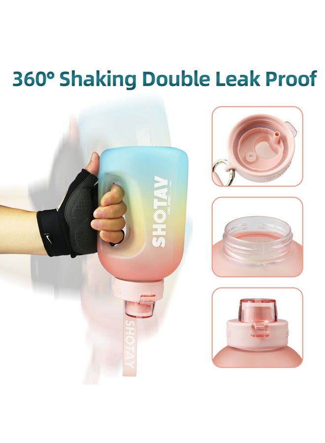 SHOTAY 1.5/2.0L Sports Water Bottles Half Gallon Motivational with Time Marker Removable Straw, BPA Free And Leakproof,  Big Water Jug  for Fitness, Gym, Sports And Camping.