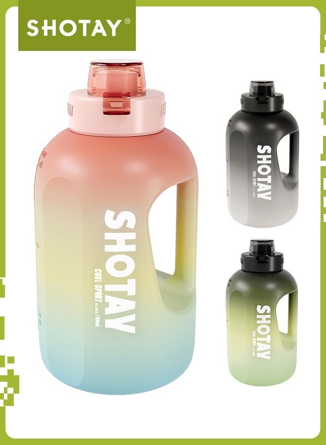 SHOTAY 1.5/2.0L Sports Water Bottles Half Gallon Motivational with Time Marker Removable Straw, BPA Free And Leakproof,  Big Water Jug  for Fitness, Gym, Sports And Camping.
