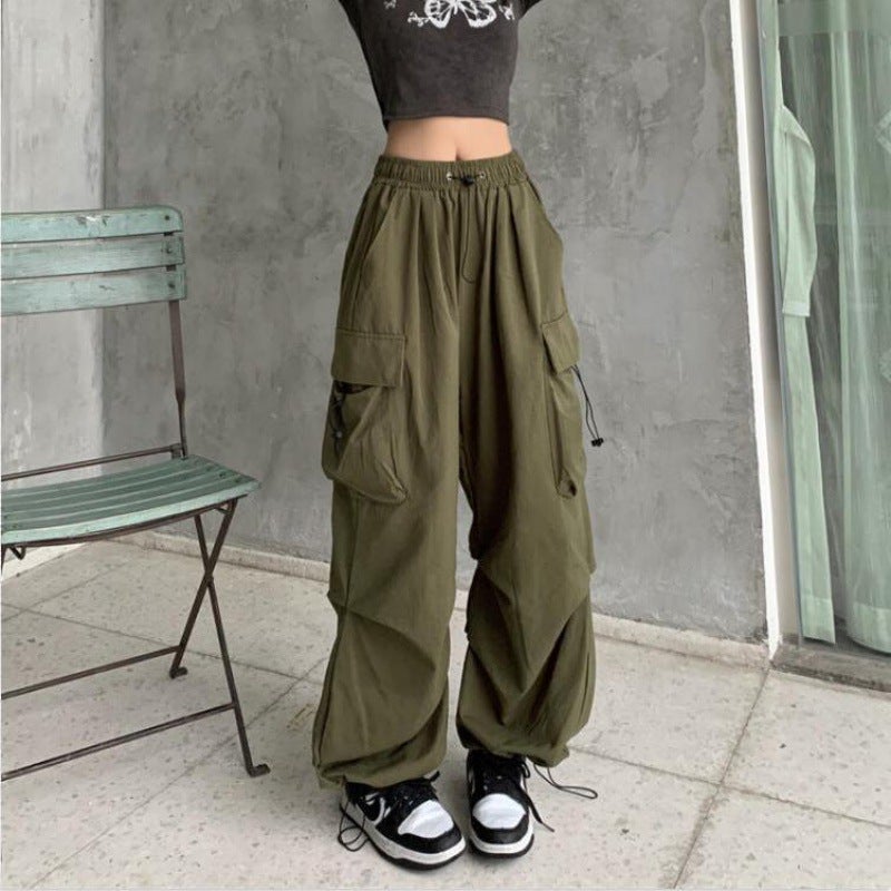 American Style Retro Work Pants Casual Pants Mens and Womens Summer Straight New Arrival Leg-legged Trousers Loose Mens High Street Trendy Army Green - Image 1