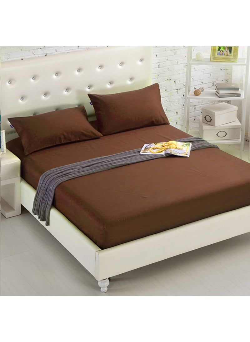 HOUSE OF QUIRK House of Quirk Fitted Sheet Bed Sheets 20CM Extra Deep Pocket Sheets Soft and Breathable Machine Washable Fitted Bedding Sheets (Rust Brown, Double Size 59" x 78.7" Inch)  - Image 1