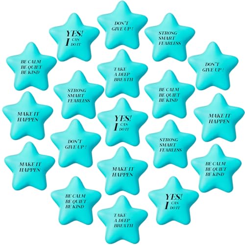 Chalyna 30 Pieces Motivational Star Stress Ball Quote Relief 22 Inch PU Foam Stress Toys Bulk Sensory Star Toy Gifts for Kids Teens Adults Relieve Anxiety Party SuppliesSky Blue - Image 1
