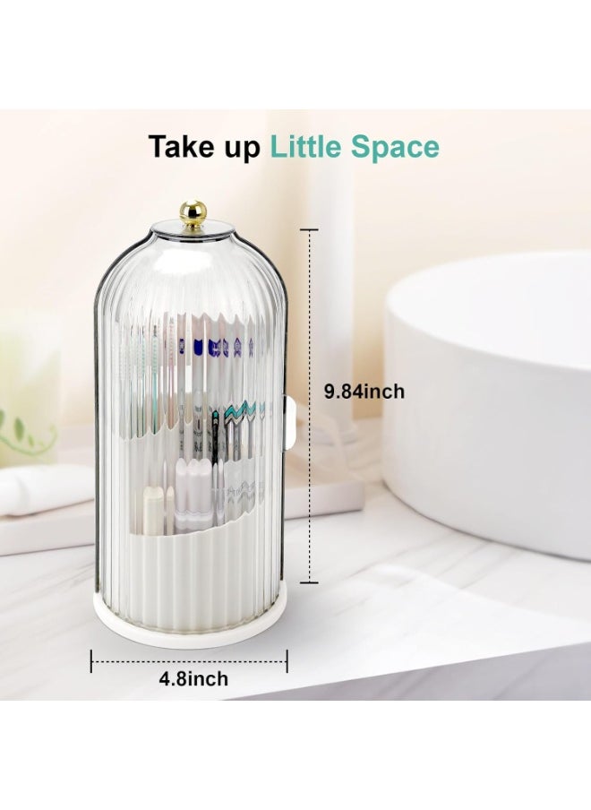 Alissa Alissa Plastic Organiser Box Office Stationery Storage Box Toothbrush Holder with Sliding Lid, 360° Rotating 3 Slot Bathroom Countertop Organizer Bins Toothbrush Toothpaste Shelf Sink Organizer for Dresser Cosmetic Brush Organizer  - Image 2