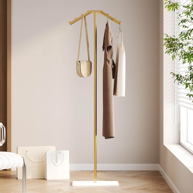 TMOHRA Metal Coat Rack Freestanding,170CM Sturdy Coat Racks Hanger Stand Natural Marble Heavy Base Clothing Rack,Clothes Stand Hat Hanger for Bedroom/Hallway/Entryway/Living Room (Black) - Image 4