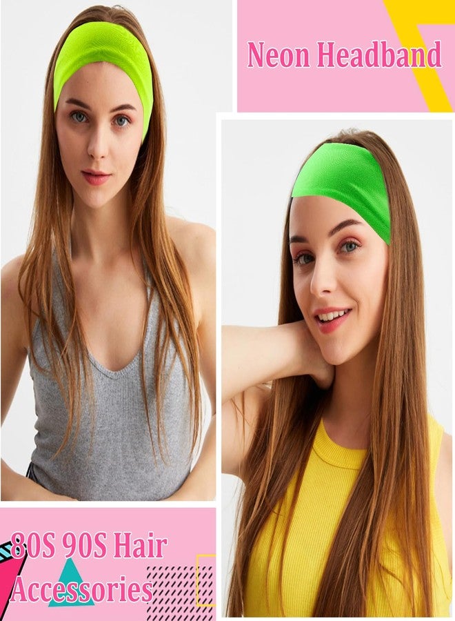 KICOSY 4PCS 80s 90s Neon Headband for Women Neon Accessories Sweat Hairbands Non-Slip Sports Headband Sweatbands Retro Party Cospaly - Image 3
