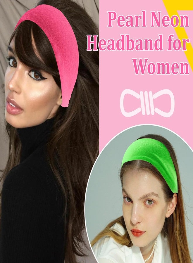 KICOSY 4PCS 80s 90s Neon Headband for Women Neon Accessories Sweat Hairbands Non-Slip Sports Headband Sweatbands Retro Party Cospaly - Image 2