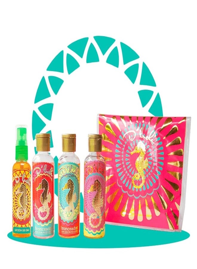 D'Luchi Mini Tanning Kit, Enriched with Collagen & Vitamin E, Carrot, Coconut, Almond Tanning Lotion & Gold Body Lotion Set of 4 Essential Tanning Products - Image 1