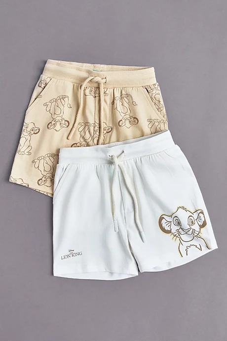 R&B 2 Pack Lion King Printed Shorts with Drawstring Waist
