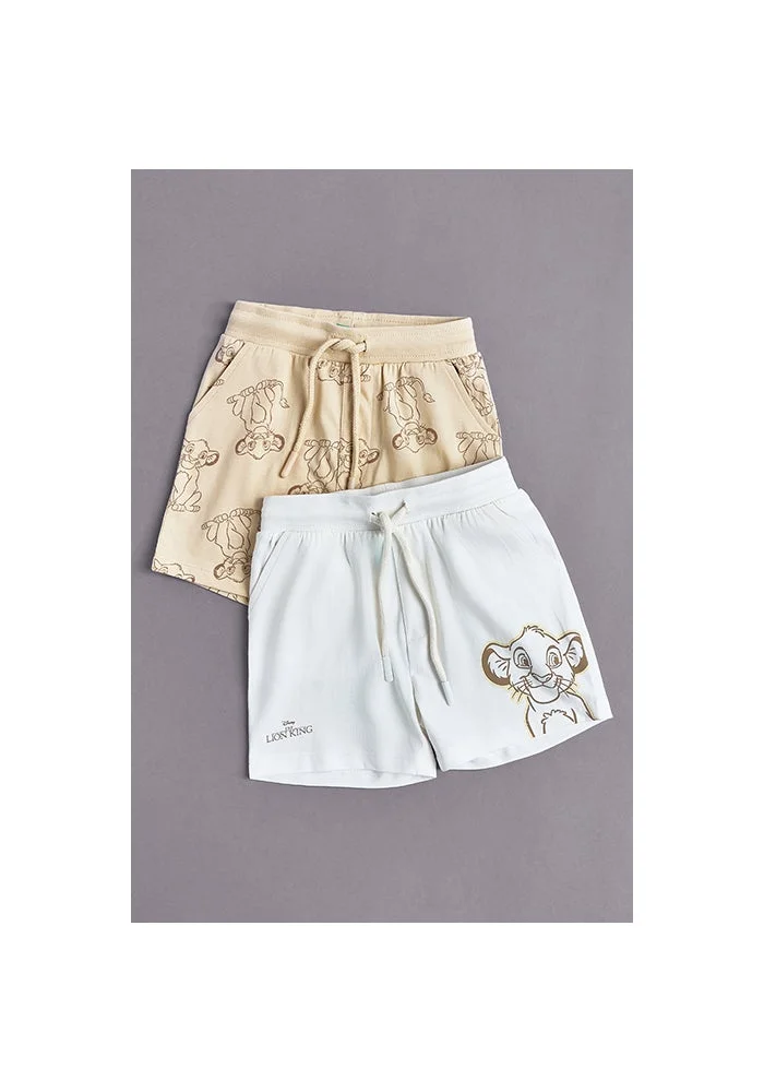 أر أند بي 2 Pack Lion King Printed Shorts with Drawstring Waist