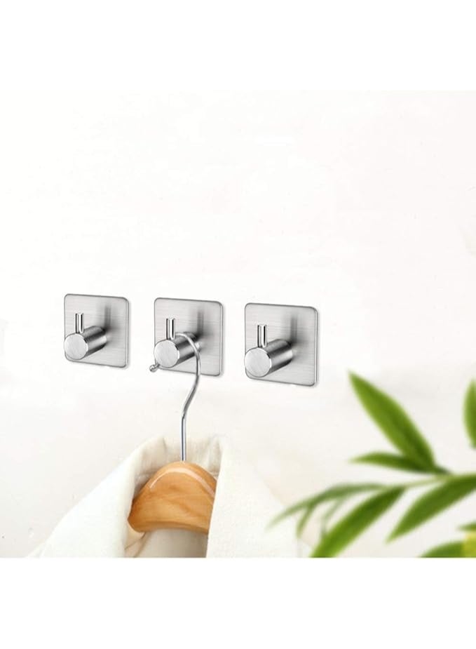 عام لاصق السنانير الثقيلة جدار السنانير مقاوم للماء الفولاذ المقاوم للصدأ السنانير لتعليق معطف قبعة رداء منشفة شماعة تعليق مفاتيح جدار جبل الحمام وغرفة نوم 4 حزم - Image 5