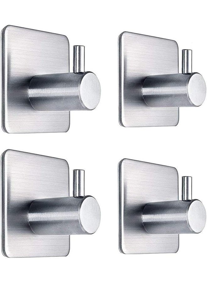 عام لاصق السنانير الثقيلة جدار السنانير مقاوم للماء الفولاذ المقاوم للصدأ السنانير لتعليق معطف قبعة رداء منشفة شماعة تعليق مفاتيح جدار جبل الحمام وغرفة نوم 4 حزم - Image 1