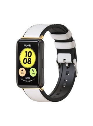 Replacement Strap For Huawei Watch Fit Mijobs Cowhide Leather Watch Band White+Gold - pzsku/Z407BA2952B9D42364825Z/45/_/1714870272/817c5038-a830-48a1-a8ff-a6f576ec4aa2