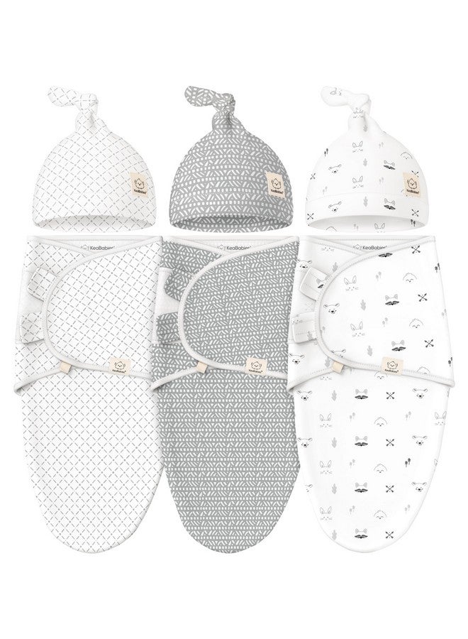 KeaBabies 3-Pack Swaddles for Newborn Baby Girls, Boys with Hats - Organic Soft Baby Sleep Sacks, Breathable Baby Swaddle 3-6 Months Beanies Set, Premie Infant Sleep Sack 0-3 Months (Nordic) - Image 1