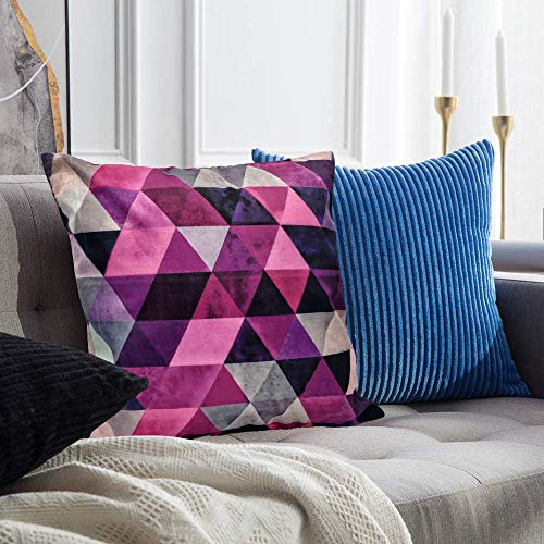 Khooti Velvet Cushion Cover, 12x12 (Triangular Pink)(Pack of 1) - Image 3