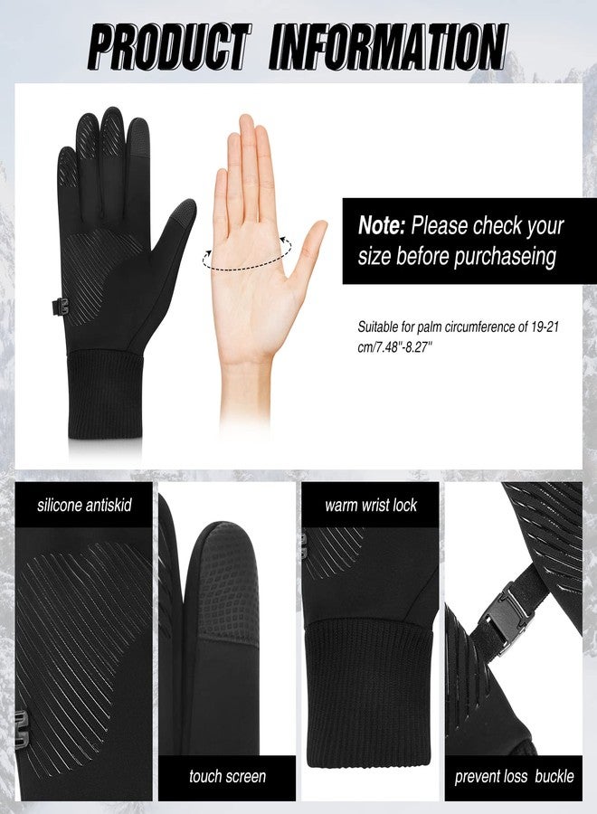 JaGely Winter Balaclava Face Mask Ski Gloves Set Breathable Full Face Mask Touchscreen Waterproof Gloves for Men Women Riding(Black,Large) - Image 2