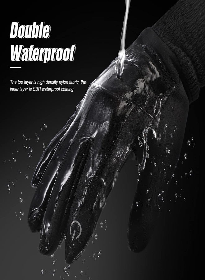JaGely Winter Balaclava Face Mask Ski Gloves Set Breathable Full Face Mask Touchscreen Waterproof Gloves for Men Women Riding(Black,Large) - Image 4