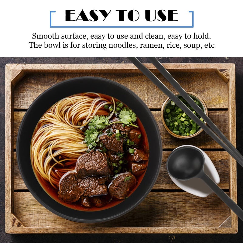 6Pcs Melamine Noodle Bowls Set With Chopsticks And Spoon Sturdy Soup Rice Containers - Image 4