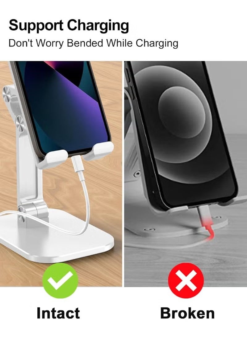 Phone Stand Adjustable Height and Angle Cell Phone Stand for Desk Foldable Holder Taller iPhone Stand Compatible 4.7-13in All Mobile Phone/iPad/Tablet - Image 3
