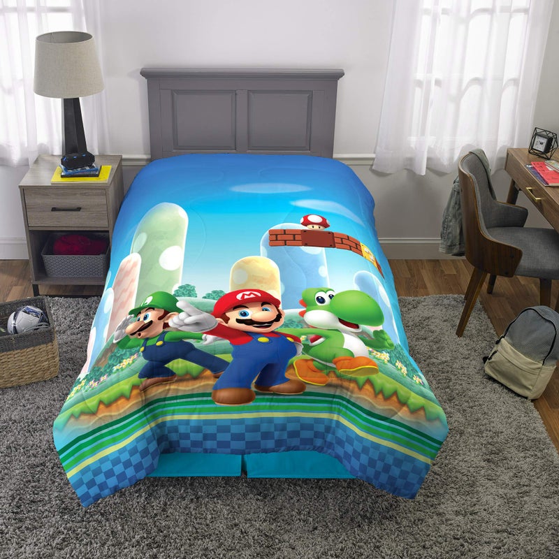 Franco Kids Bedding Super Soft Microfiber Reversible Comforter, Twin/Full, Mario - Image 4