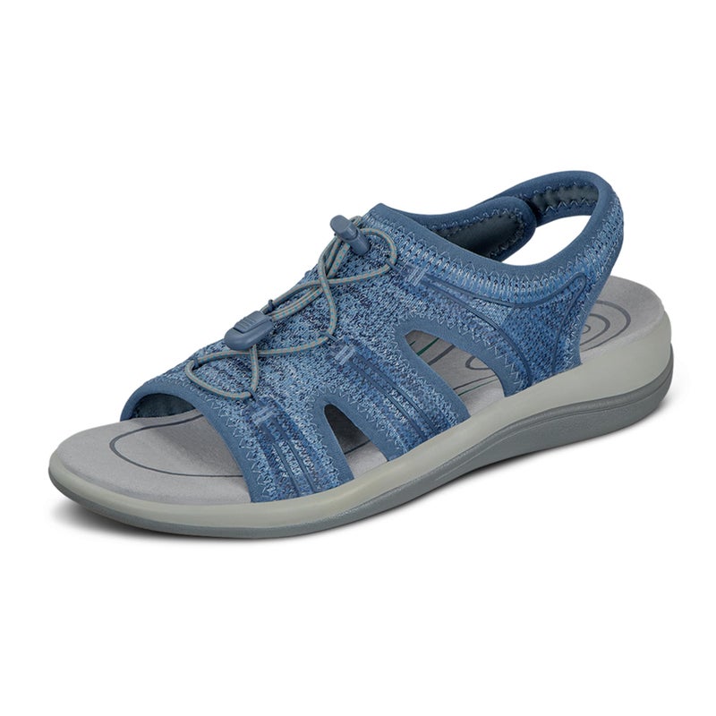 Orthofeet Women's Orthopedic Maui Adjustable Stretch Walking Sandal, Blue, Size 7 Wide - Image 1