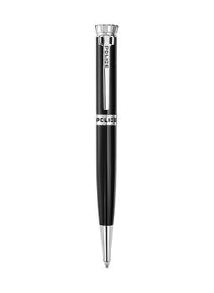 POLICE Monogrammed P Logo Crown Faceted Cap Black Finish Stainless Steel Pen  - Image 1