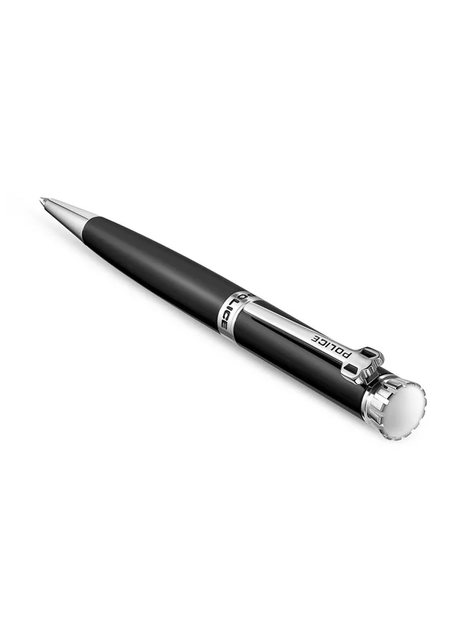 بوليس Gothic Pen Monogrammed P Logo Crown Faceted Cap Black Finish Stainless Steel