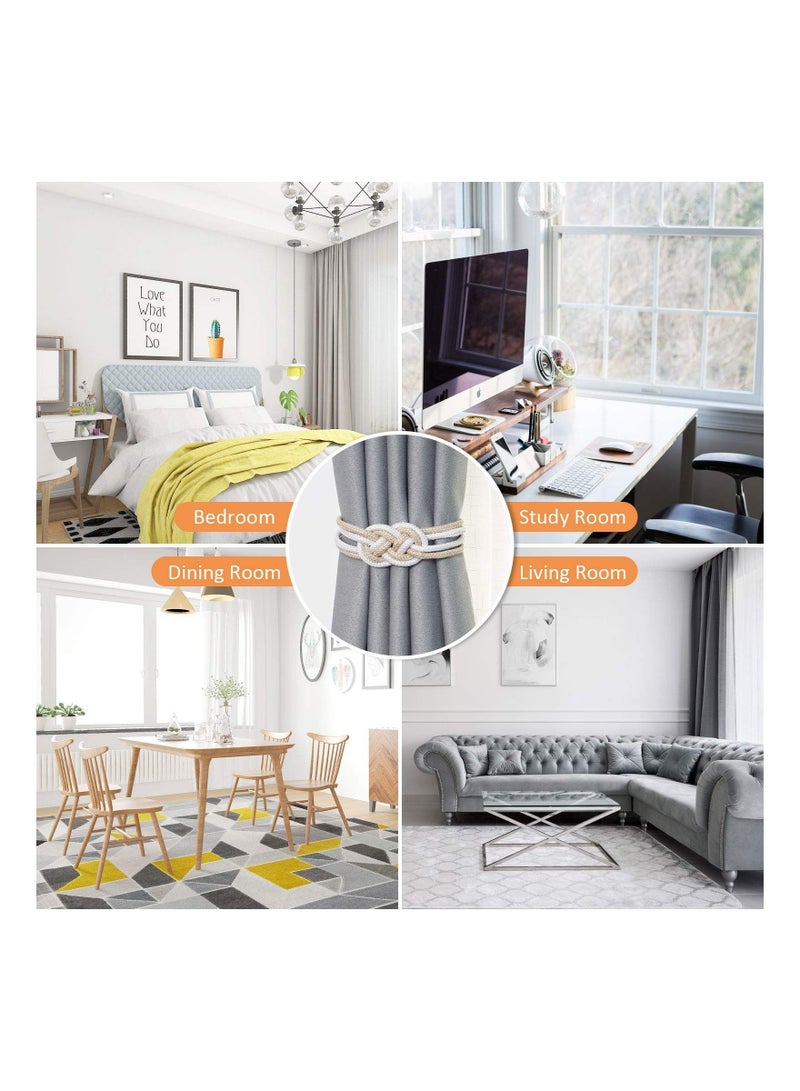 كابتن تيك 2 Packs Magnetic Curtain Tiebacks, Nordic Simple Style Drape Tie Backs Weave Rope Knot Decorative Curtain Holdbacks - Image 5