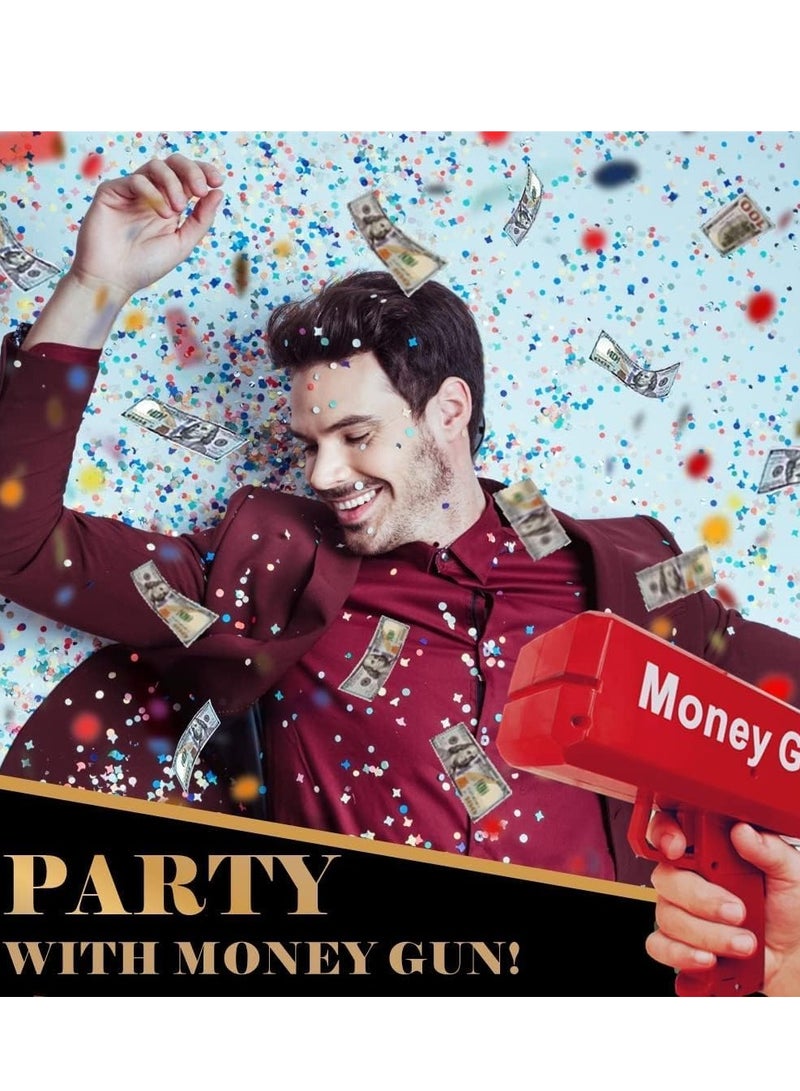 Super Money Guns Christmas Day Playing Spary Money Gun Make it Rain Toy Gun, Gun Fake Bill Dispenser Money Shooter Toy (Christmas Red) - Image 3