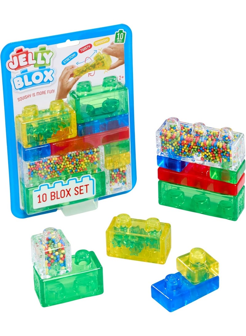 Jelly Blox مجموعة كتل البناء 10 قطع | ألعاب بناء ناعمة وقابلة للتمدد للأولاد والبنات من عمر 2 سنة فما فوق - Image 2