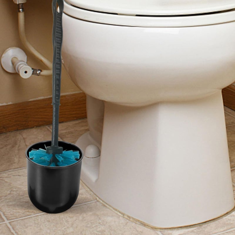 4pcs Round Black Toilet Brush Holder and Plunger Rack Set Bathroom Cleaning Tool Cup - Image 5