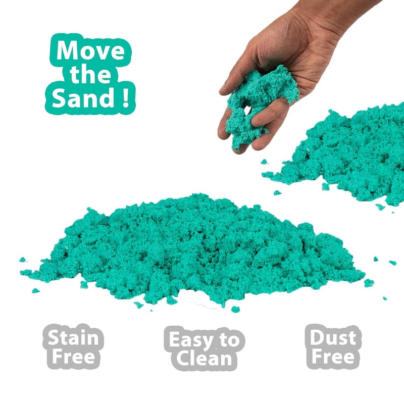 RATNA'S رمل ميني 200 جرام لون أخضر للأطفال مع قوالب متنوعة - مجموعة ألعاب رملية، ألعاب طين رملية ناعمة للأولاد والبنات - Image 2