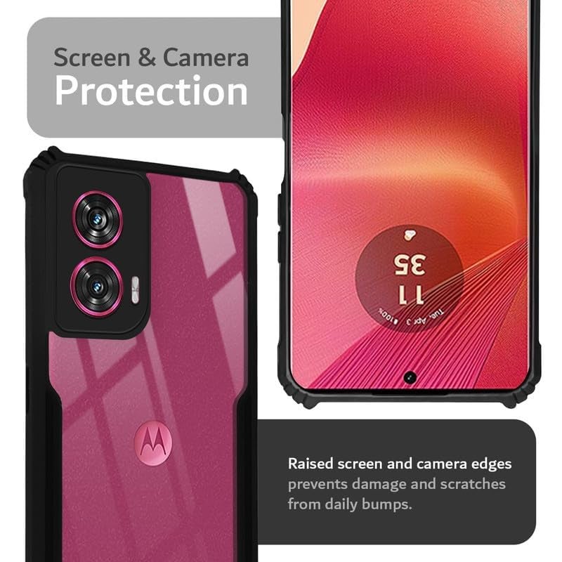 SHINESTAR Thermoplastic Polyurethane Motorola Edge 50 Fusion Back Cover Case|Ultra Thin 360 Degree Protection Crystal Clear Tranparent Bumper Back Cover Case for Motorola Edge 50 Fusion-Black - Image 2
