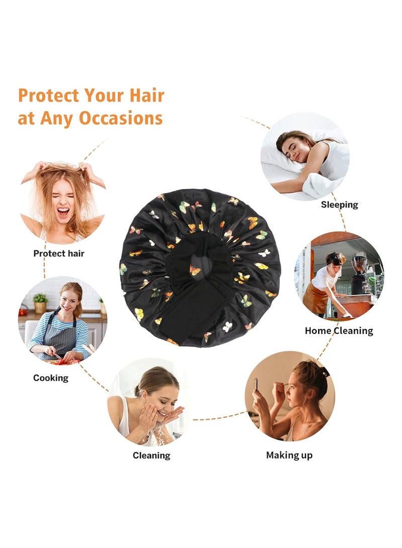 SYOSI Silk Sleep Cap Bonnet Satin Bonnet Hair Bonnets with Elastic Soft Band Big Bonnet for Curly Hair Hair Bonnet Silk Hair Wrap for Sleeping Night Sleep Cap for Women - Image 5