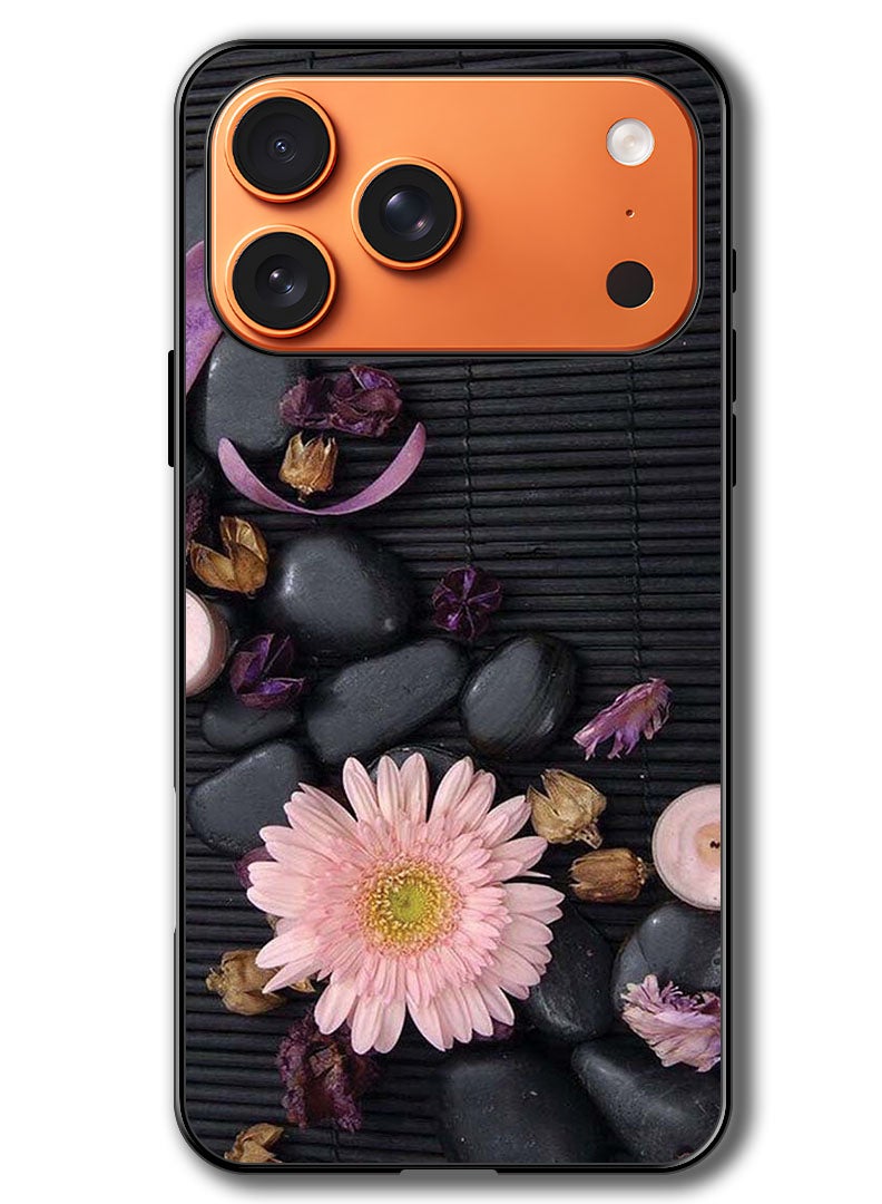 Theodor Case Compatible with Apple iPhone 17 Pro Max 6.9 Inch Protection Shockproof Bumper Cover Flowers & Stones - Image 1