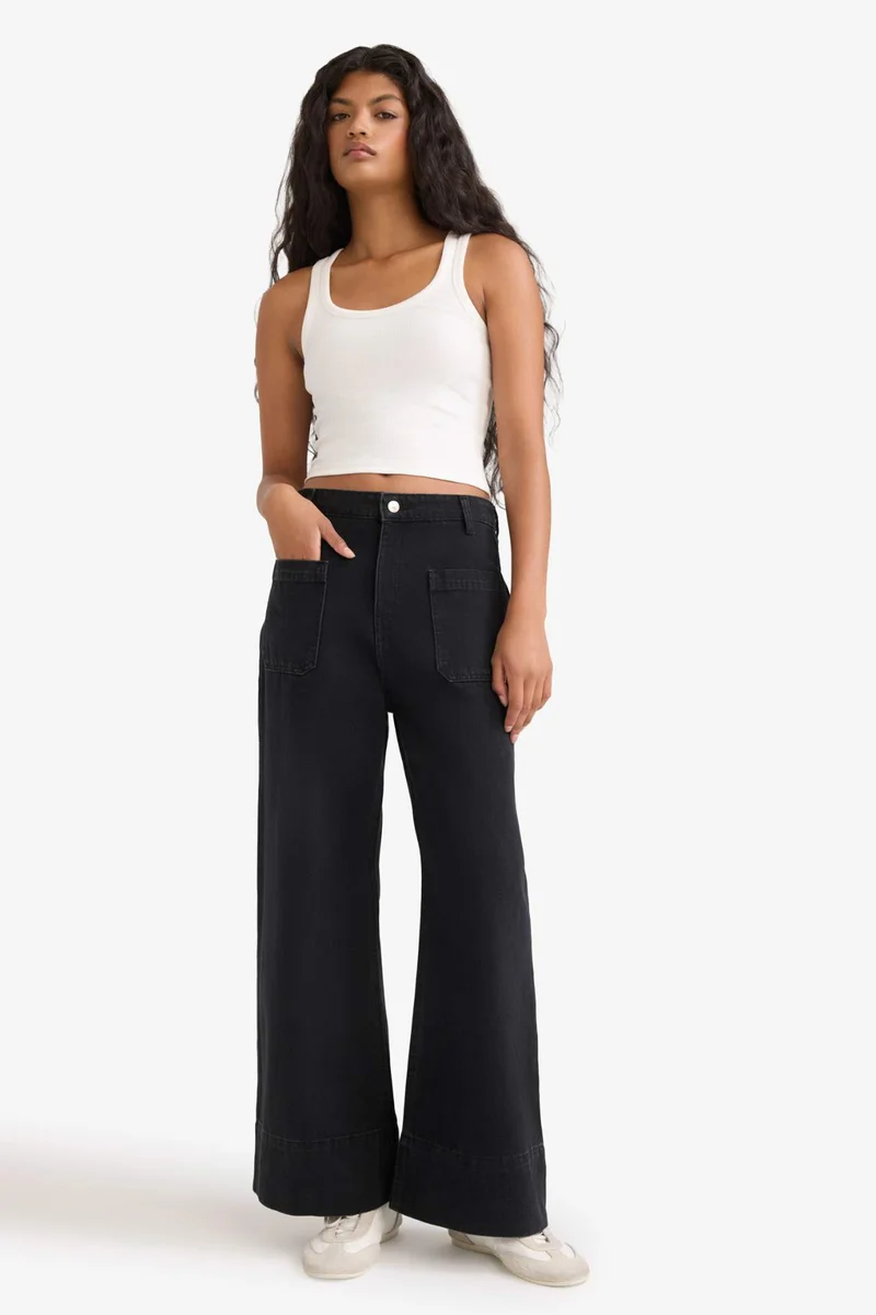 ديفاكتو Wide Leg High Waist Ankle Length Jeans