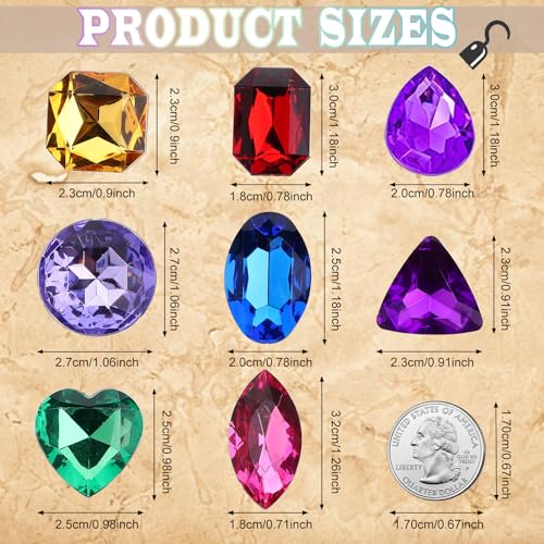 RICHNESS Pirate Treasure Jewels Jumbo Bling Diamonds Multi-Colored Treasure for Pirate Party Pack of 80pcs - Image 2