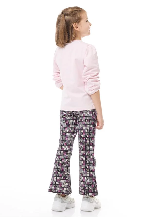 victor and jane Victor And Jane Girls Glitter Graphic Top and Flared Leggings Set