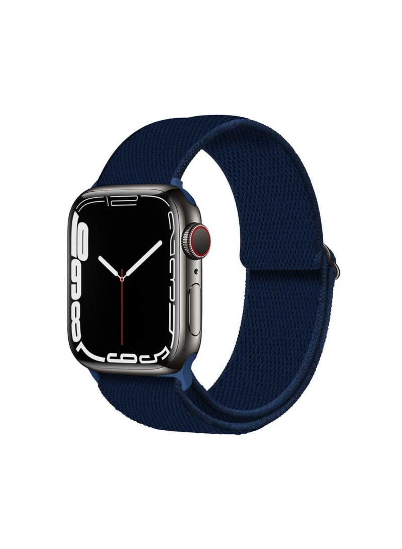 Dark Blue 42/44/45mm Universal Compatible Apple Watch Strap, Woven Nylon Elastic Strap Wristband Compatible With Iwatch Series - Image 1