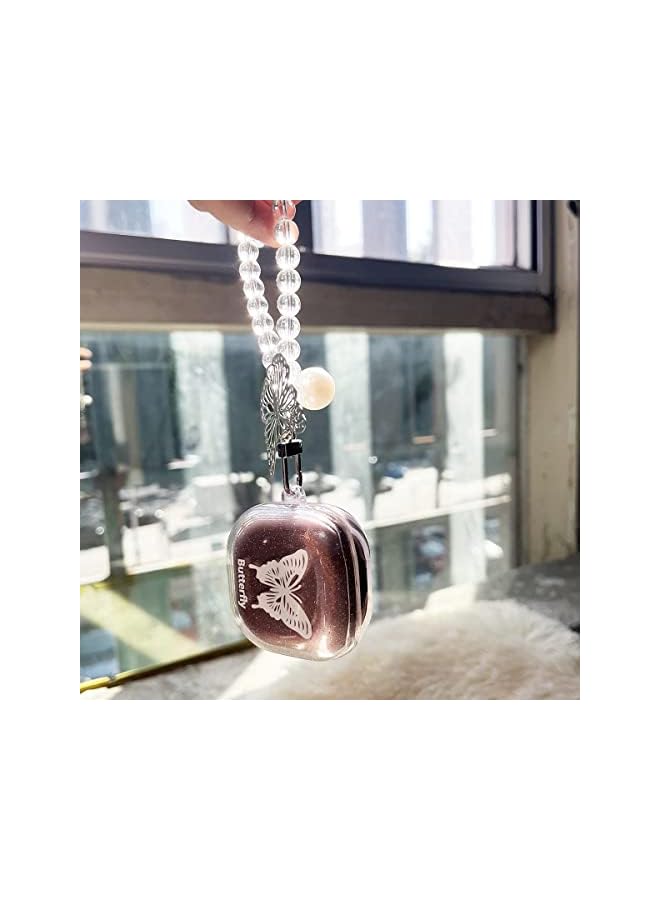 KASTWAVE Case Compatible With Galaxy Buds 2 Galaxy Buds Pro Galaxy Buds Glitter Cute Butterfly Protective Cover Case With Keychain Soft Tpu For Women Girls - Image 3