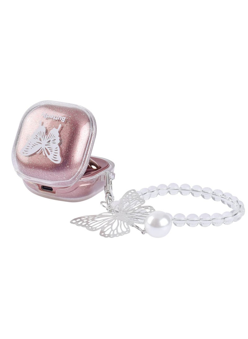 KASTWAVE Case Compatible With Galaxy Buds 2 Galaxy Buds Pro Galaxy Buds Glitter Cute Butterfly Protective Cover Case With Keychain Soft Tpu For Women Girls - Image 1