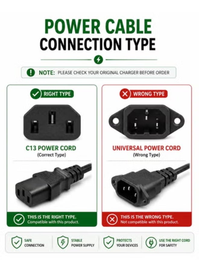 Eworld Power Cable 1.5M – High-Quality 13A Pure Copper Plug Wire with Protection Fuse, IEC C13 – Compatible with Computers, Monitors, Printers, TVs, UPS & More - Image 2