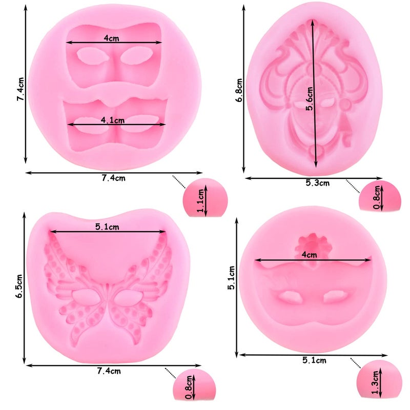 ZiXiang Mask Silicone Molds Masquerade Mask Fondant Mold For Cake Decoration Cupcake Topper Candy Resin Clay Chocolate Gum Paste Set Of 4 - Image 5
