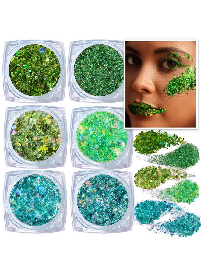 تينيتور بريق الوجه الأخضر، 6 أشكال بريق الوجه والجسم، جل بريق الشعر، جل بريق الجسم لمكياج الهالوين، جل بريق المكياج للوجه والجسم والشعر