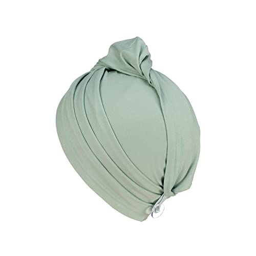 KISMETICS - Tee Shirt Drying Wrap, Frizz Free, Soft & Lightweight&Flexible, Hair Drying Turban, Gentle Drying Towel Wrap with Button, for Long Hair (Sage) - Image 4