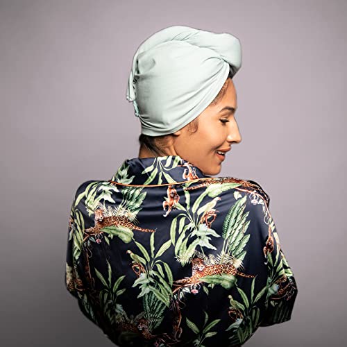 KISMETICS - Tee Shirt Drying Wrap, Frizz Free, Soft & Lightweight&Flexible, Hair Drying Turban, Gentle Drying Towel Wrap with Button, for Long Hair (Sage) - Image 2