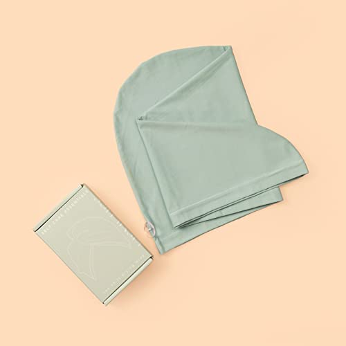 KISMETICS - Tee Shirt Drying Wrap, Frizz Free, Soft & Lightweight&Flexible, Hair Drying Turban, Gentle Drying Towel Wrap with Button, for Long Hair (Sage) - Image 5