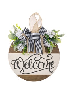 Anna Linen bow wreath porch welcome decoration hanging  - Image 1